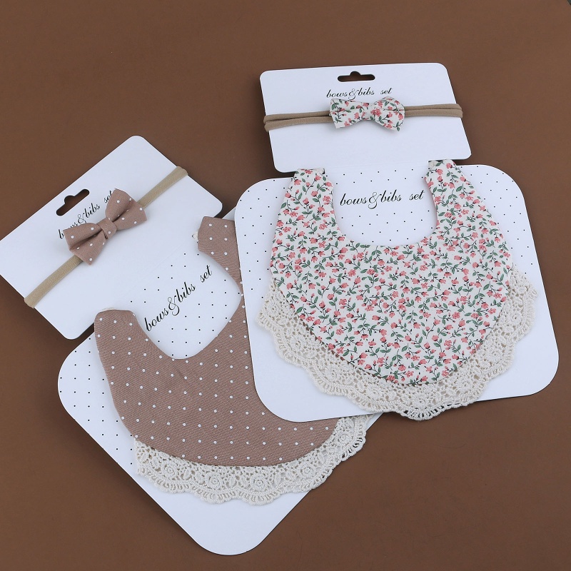 Set Khăn Yếm + Yếm + Băng Đô In Hoa Vintage Dành Cho Bé Gái