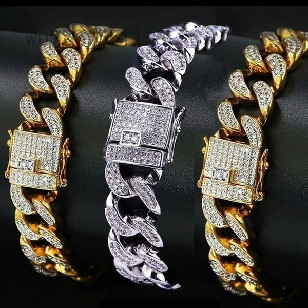 Vòng đeo tay mạ vàng / 24K / bạc 925 dạng chuỗi xích phong cách Hip Hop dành cho nam và nữ 39