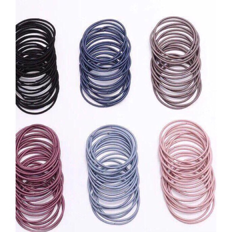 Set 100 Chiếc Dây Buộc Tóc Mix 5 Màu + Túi Zip ( Loại Đẹp )