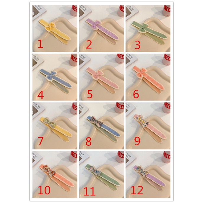 Băng đô nơ khóa dán 12 màu thời trang mùa hè cho bé