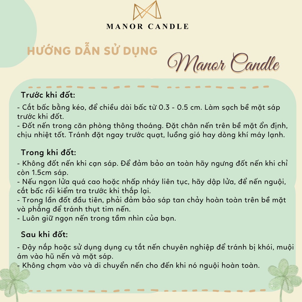 Nến thơm Manor Candle - Size 4oz 114g - đủ 6 mùi hương