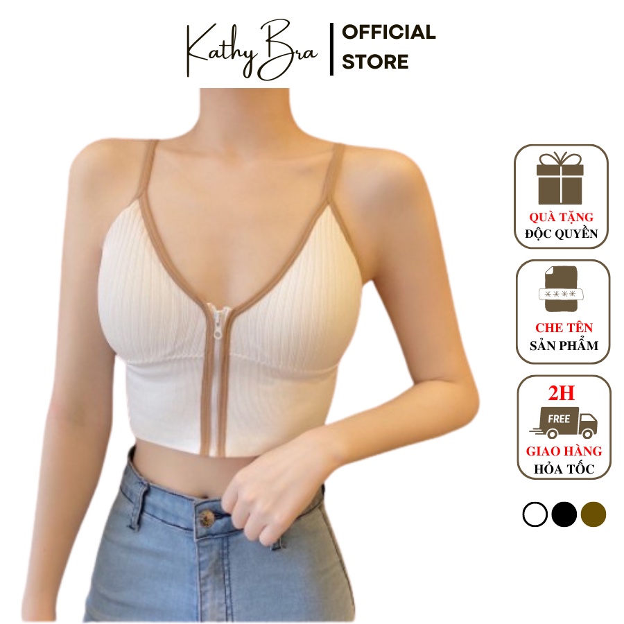 A80 Áo Bra Gân KATHY BRA Chất Gân Co Dãn Có Mút Ngực Kiểu Dáng Croptop Hai Dây Nhiều Màu Mix Đồ Siêu Xinh