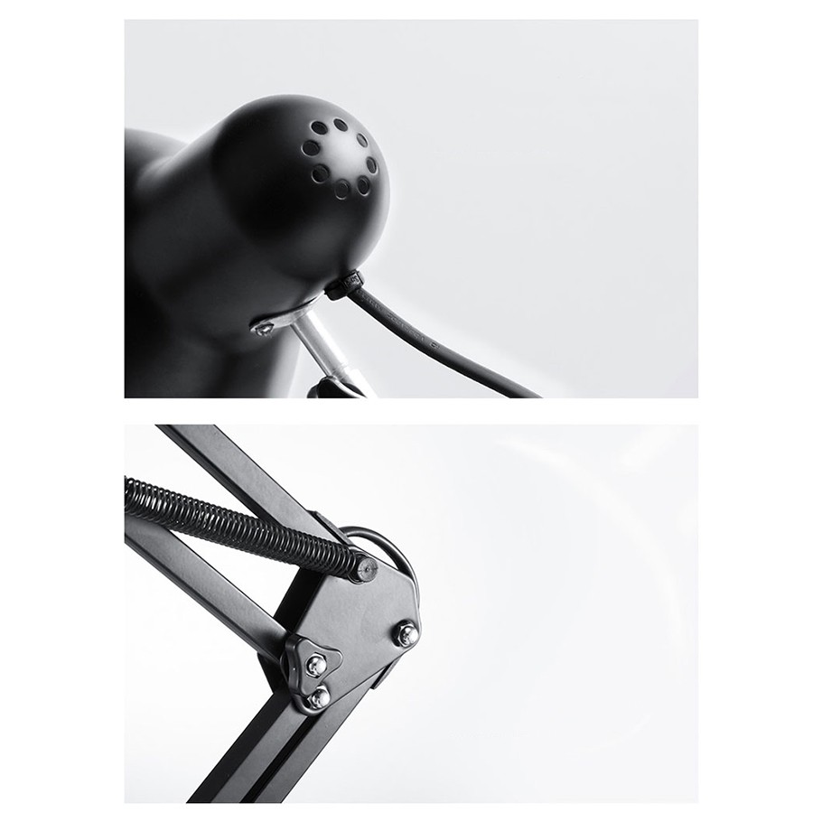 Chân đèn bàn học tập làm việc có chân kẹp bàn kiểu dáng Pixar bằng thép khối lượng 1.6kg mã T811 màu đen Chammart