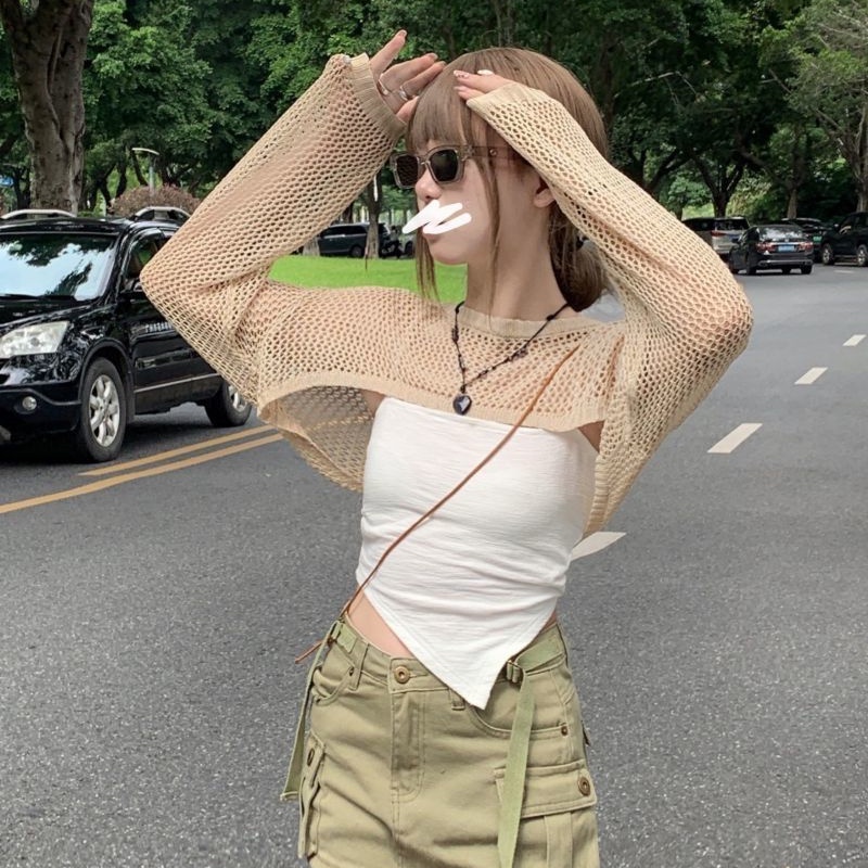 COZOK Bộ Áo Sát Nách Dáng Ôm + Áo Khoác Chống Nắng Thời Trang Cho Nữ