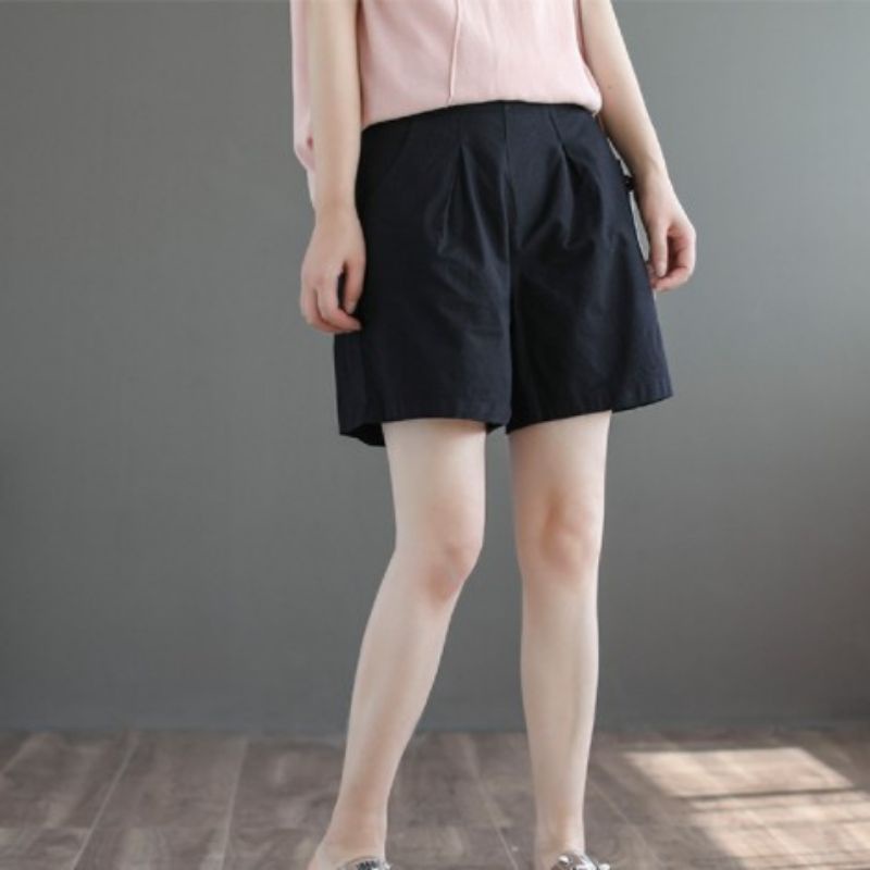 Quần short nữ chất đũi hàn cạp chun sau co dãn thấm hút mồ hôi