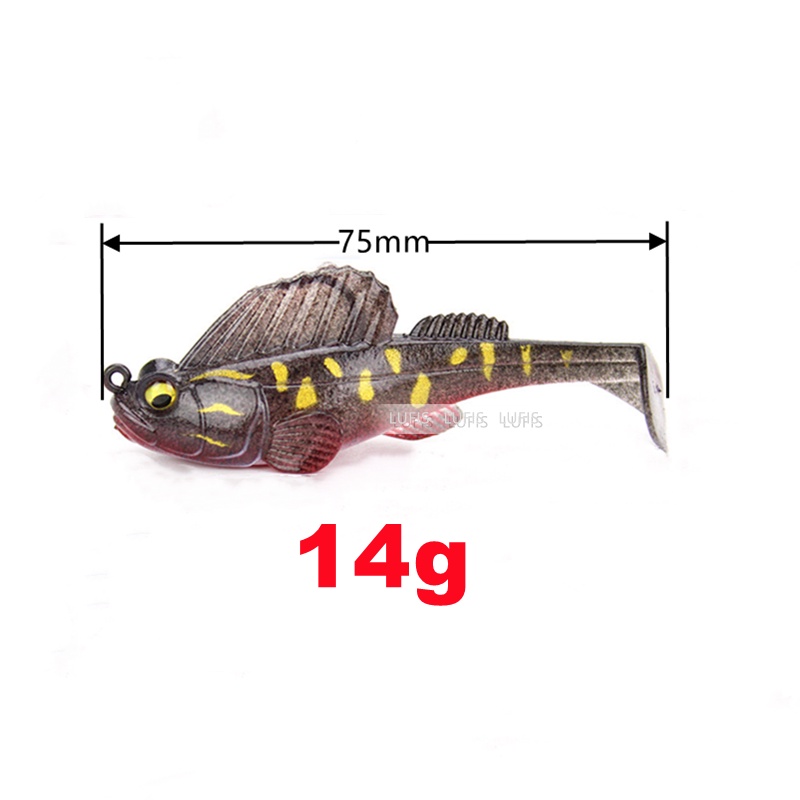 Bộ 5 Mồi Câu Cá Giả Đầu Chì Bằng Nhựa Mềm 14g