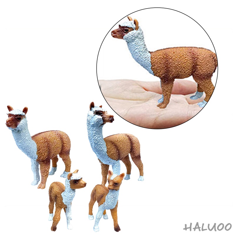 Farm Zoo Animals Figures Toys Realistic Wild Zoo Animals Alpaca Figurines PVC Animals Playset with Alpaca Mom, Alpaca Daddy and Alpaca babies Set of 4