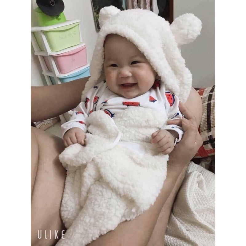 CHĂN Ủ KÉN LÔNG CỪU BABY BLANKET HÌNH TAI GẤU