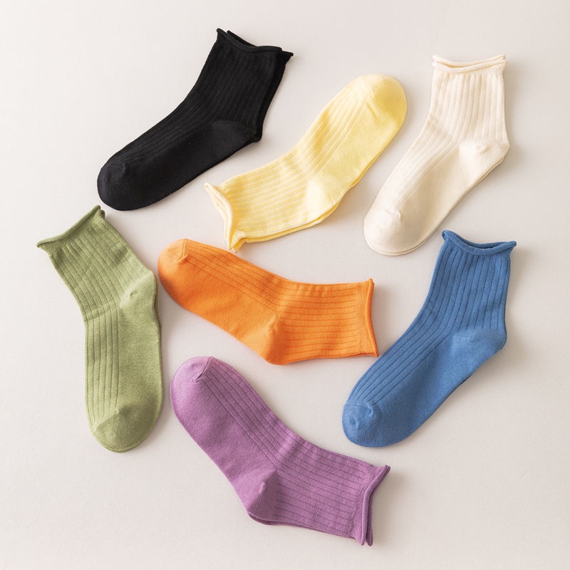 Set 2 đôi vớ mỏng nhiều màu sắc phong cách hàn quốc cho nữ