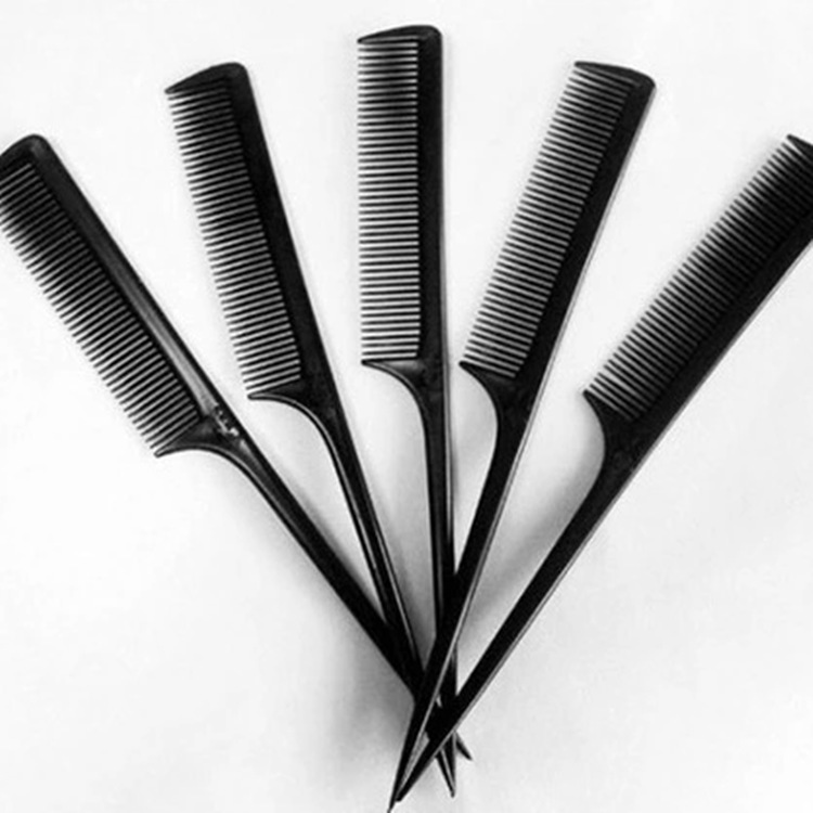 Lược chải tóc WIGSIN đuôi nhọn chống tĩnh điện màu đen/ hồng cao cấp