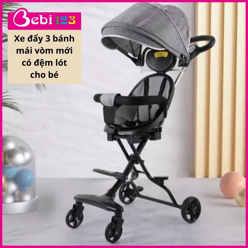 Xe đẩy 3 bánh mái vòm mới có đệm lót cho bé