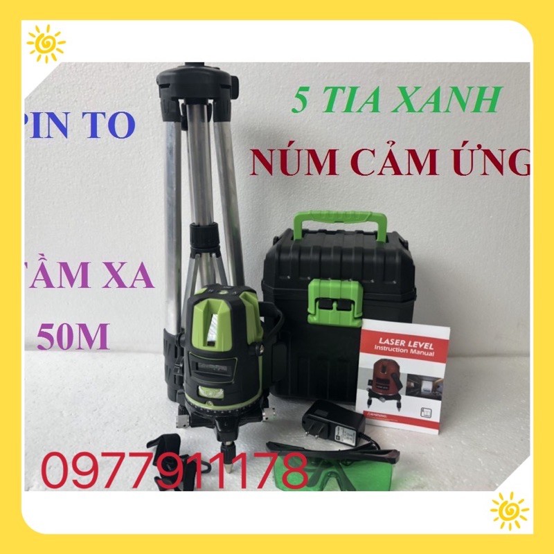 Máy cân bằng laser 🔥⚡5 tia xanh🔥pin khỏe.bền