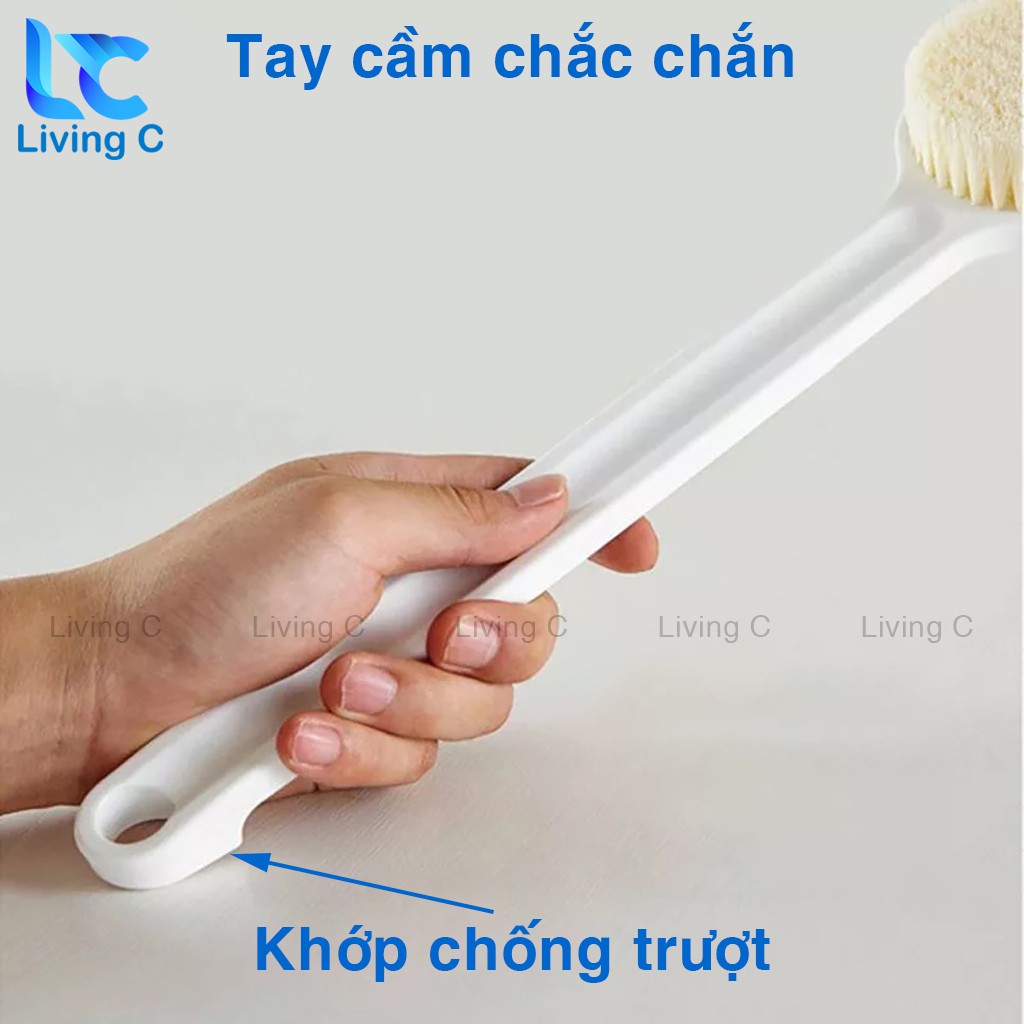 Bàn chải chà lưng cán dài Living C, cọ chà lưng cao cấp xuất Nhật lông siêu mềm _CLN