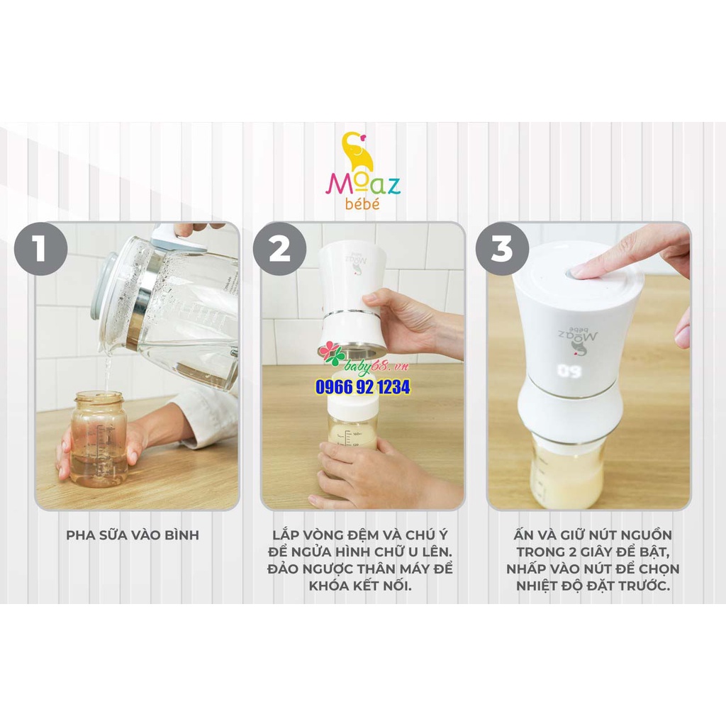 Máy hâm sữa di động cầm tay Moaz Bebe MB-041