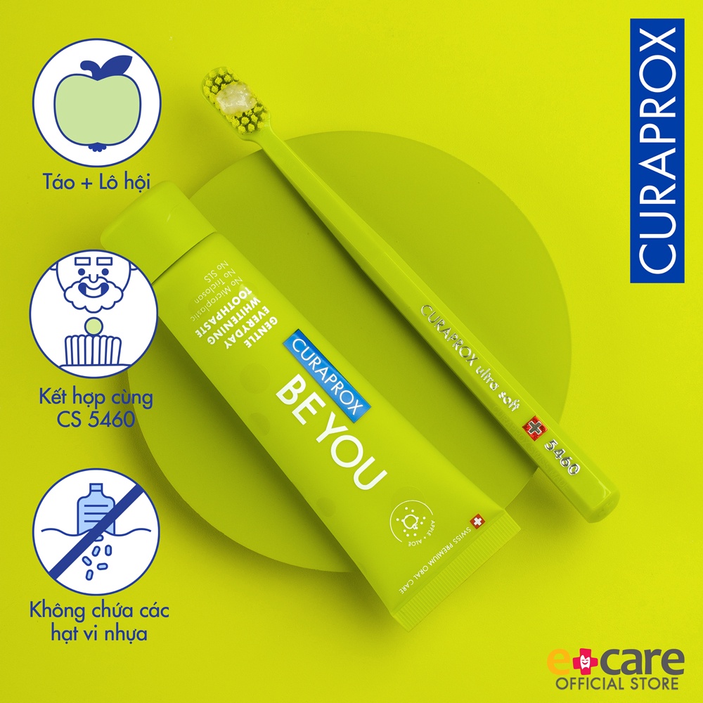 Kem đánh răng Curaprox BE YOU trắng răng tự nhiên 60ml [Táo + Lô hội]