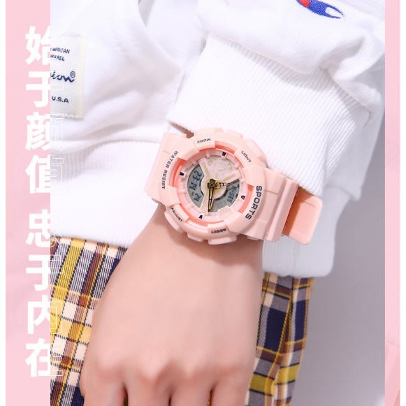 Đồng hồ Sanosi Nữ điện tử thể thao Hồng dây cao su siêu bền | BigBuy360 - bigbuy360.vn