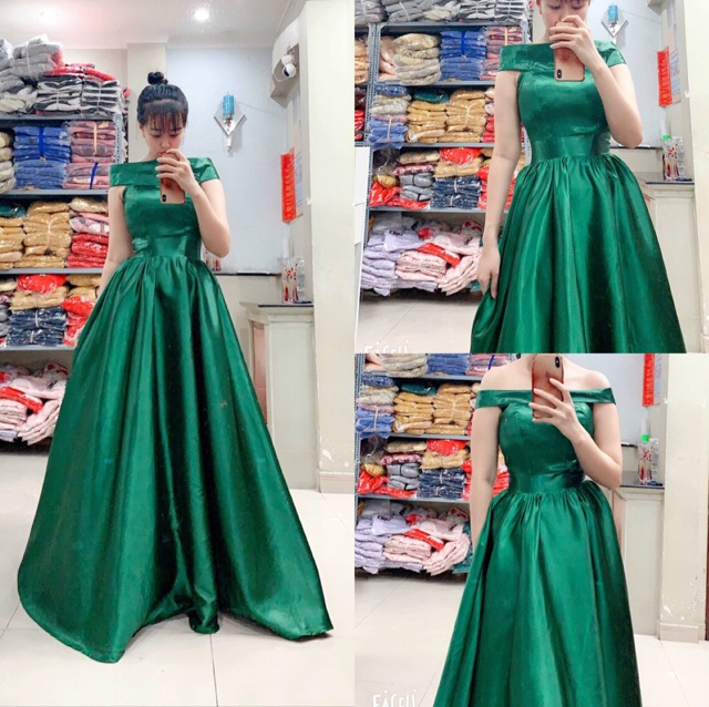 ĐẦM DẠ HỘI 2 IN 1  CỔ CAO NỮ HOÀNG - BẸT VAI ( HÌNH THẬT 1000% )