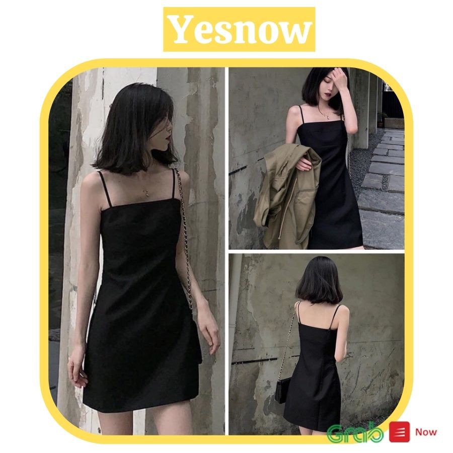 Váy 2 dây trơn đen phong cách giới trẻ Hàn Quốc- váy body 2 dây tôn dáng chất đẹp ( hàng có sẵn)