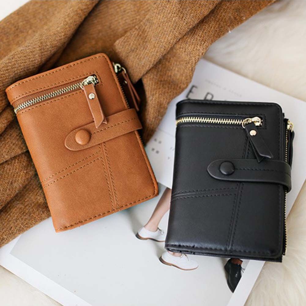 USNOW Fashion Women Wallet Large Capacity Short Wallet Coin Purse|Color PU Leather Mini Clutch bag Multi-functional Ladies Simple Buckle Coin Purse/Multicolor