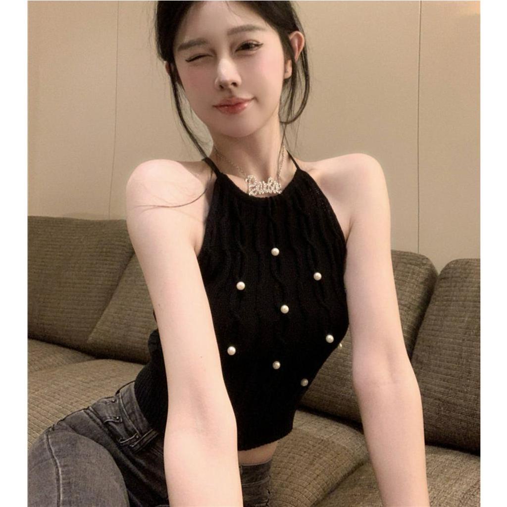 ZHELIHANGFEI Áo Dệt Kim Hai Dây Màu Trơn Gợi Cảm Cho Nữ