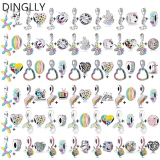 Bộ 2 Mặt Dây Chuyền Hình Kỳ Lân / Trái Tim / Kỳ Lân Nhiều Màu Độc Đáo DIY
