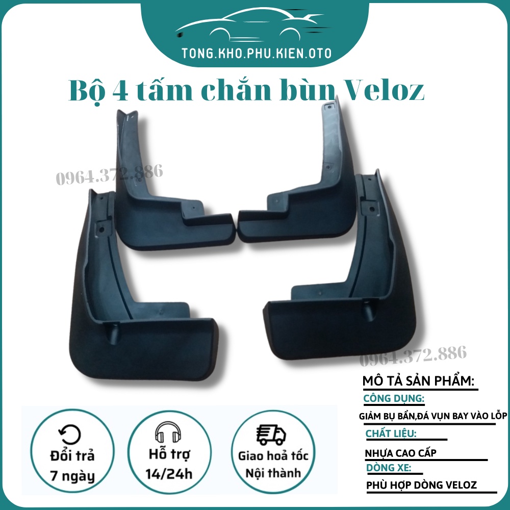 Bộ 4 tấm chắn bùn bánh xe Toyota Avanza, Veloz 2022 - 2023 - hàng nhựa dẻo cao cấp