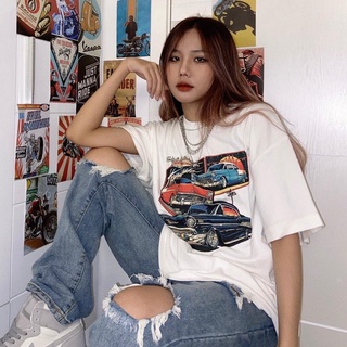 Áo thun Retro Tshirt in hình xe hơi- chi tiết in 2 mặt