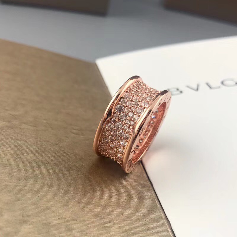 2023 Nhẫn lò xo vàng hồng nạm kim cương