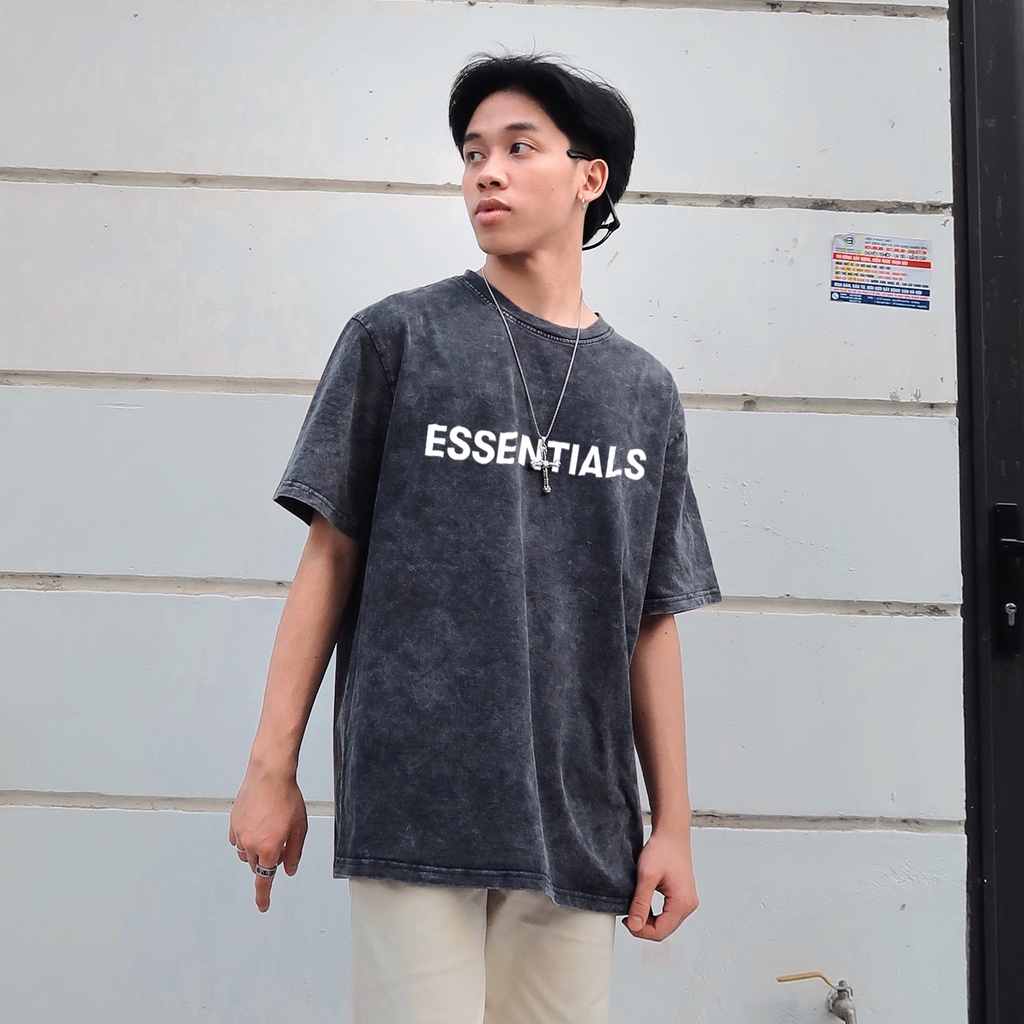 Áo thun Wash ESSENTIALS Wado tay lỡ dáng rộng unisex