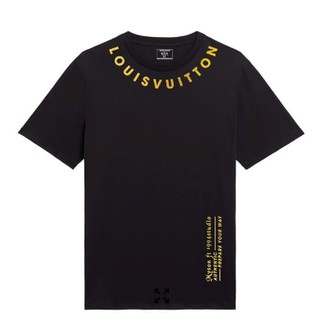 Áo Thun Lv chữ ngắn Nhũ Vàng Hàn Quốc [FREESHIP] Áo unisex, áo thun nam nữ đen trắng from rộng, vải cotton xịn
