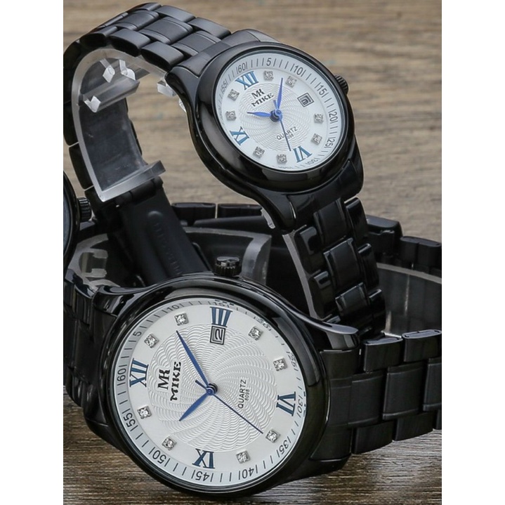 Đồng hồ nam nữ, đồng hồ cặp đôi chính hãng Mike 8098 mặt tròn, chống nước, bảo hành 12 tháng