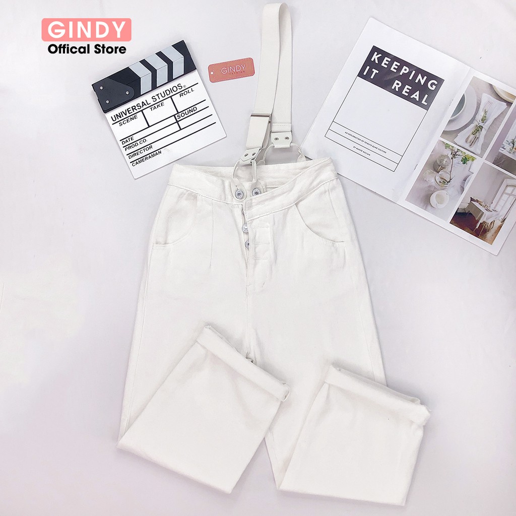 Quần yếm GINDY cá tính chất liệu kaki sợi nhỏ không bai không xù hai màu lựa chọn Q20048 | BigBuy360 - bigbuy360.vn