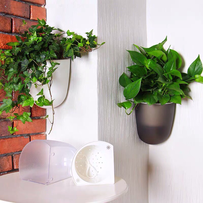 Chậu cây treo tường Oliz K07 - Chậu trồng cây tự tưới, dùng cho tường vuông góc 90 độ (MÀU TRẮNG)
