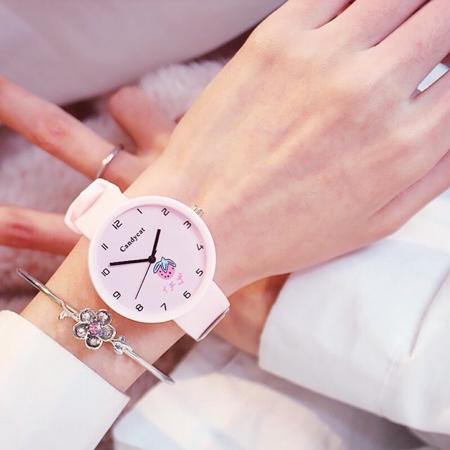 Đồng hồ nữ Candycat trái dâu Nhật Bản dây silicon xinh xắn | BigBuy360 - bigbuy360.vn