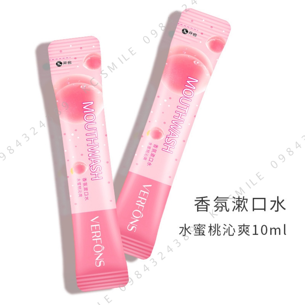 Nước súc miệng vị đào, cam, chanh bạc hà gói 10ml - Khử trùng miệng, hơi thở thơm mát dài lâu, Vệ sinh răng miệng