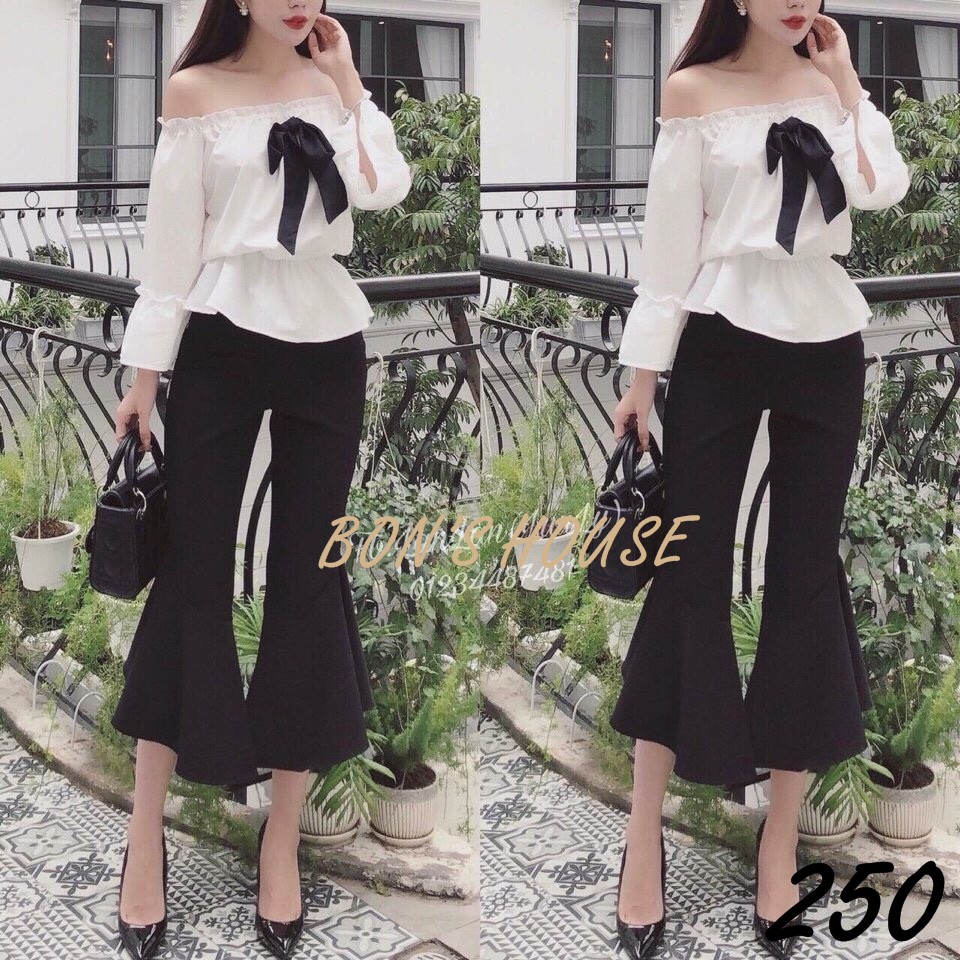 Set áo trễ vai quần đuôi cá