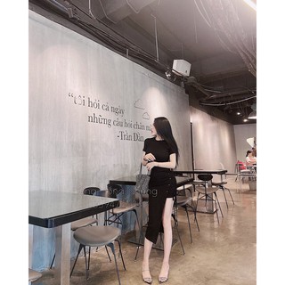 Đầm Body Đan Dây Xẻ Đùi