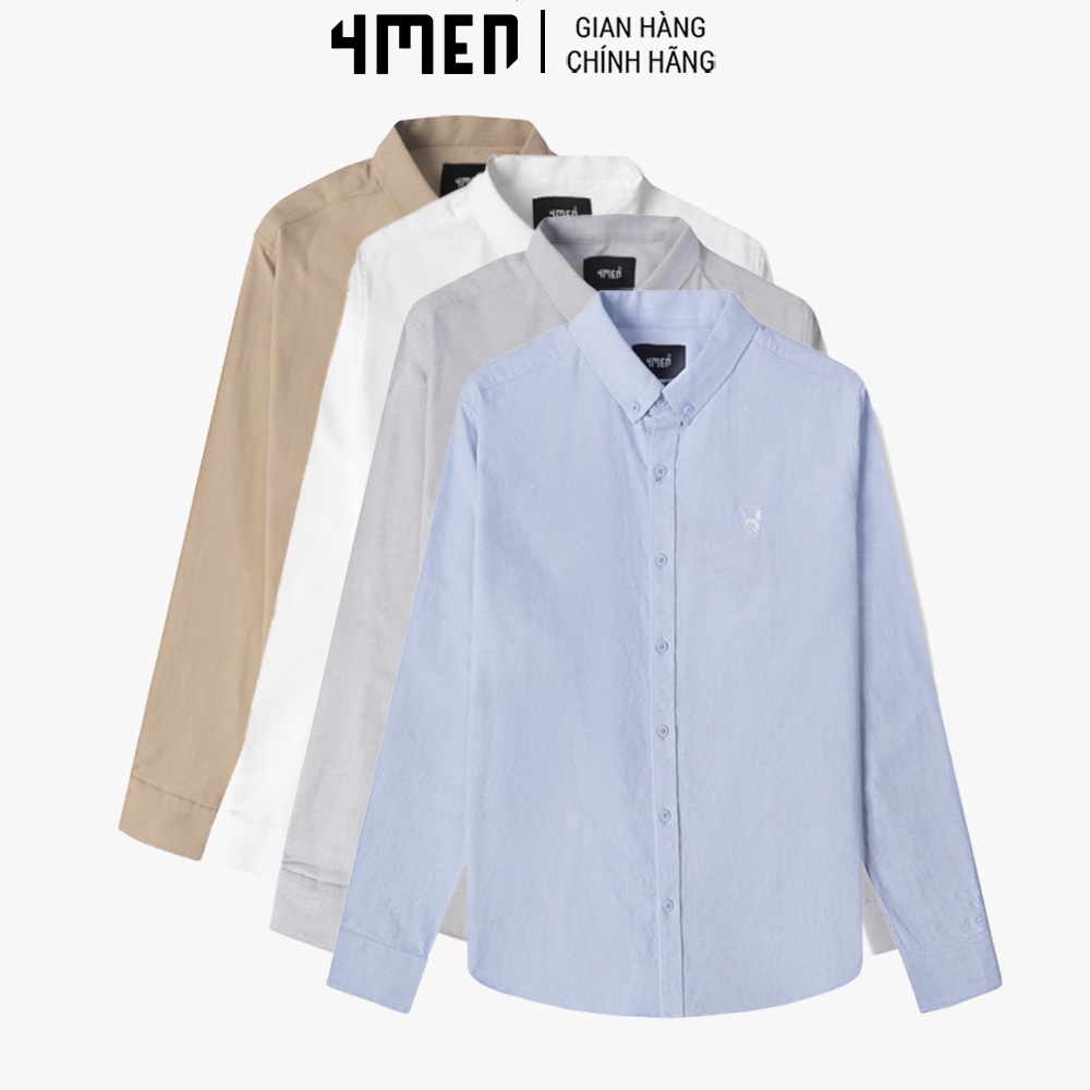 Áo Sơ Mi Nam Dài Tay Regular Icon Dog 4MEN ASM106 thêu nổi ấn tượng, vải sợi tổng hợp thấm mồ hôi, mềm mại