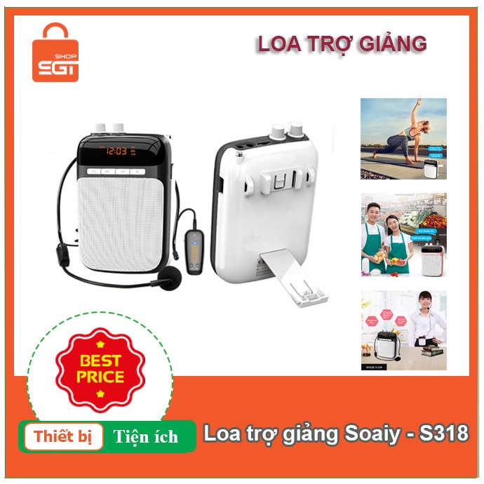 Loa trợ giảng chuyên nghiệp kèm Mic có dây đeo tai + Cài cúc áo (Kết nối Bluetooth + USB + Thẻ nhớ TF)