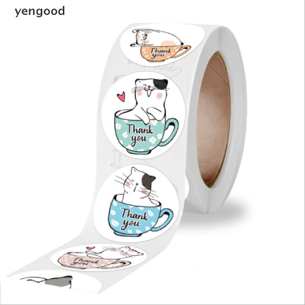 Set 500 Miếng Dán Hình Tròn In Chữ Thank You Trang Trí Quà Tặng