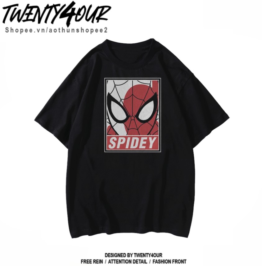 Áo Phông Tay Lỡ Nam Nữ Người Nhện Spiderman Spidey 100% Cotton Thoáng Mát Phong Cách Dáng Suông