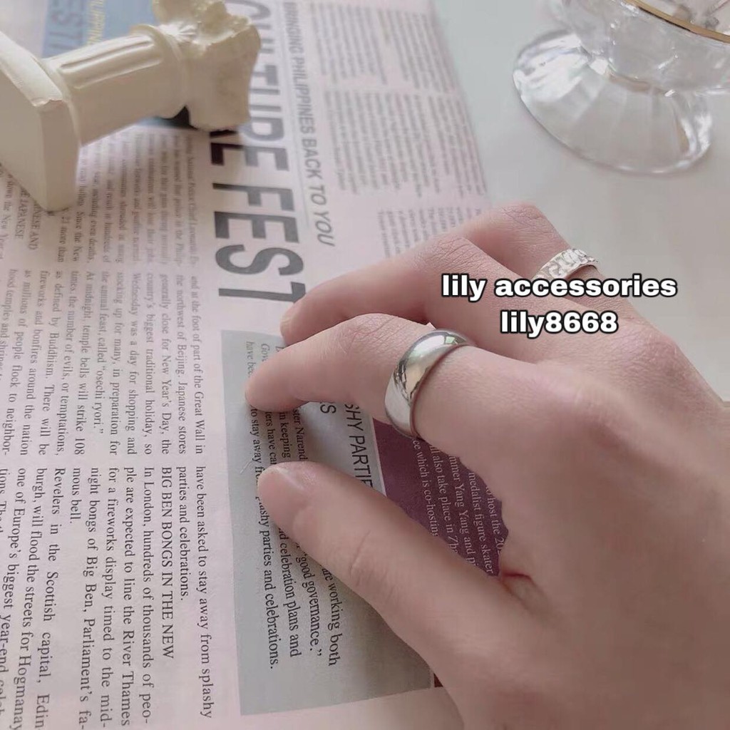 nhẫn titan trơn dày siêu bền cho nam nữ nhẫn không gỉ không đen Unisex bts