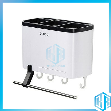 Kệ Đựng Dao Đũa Đồ Dùng Nhà Bếp Đa Năng Ecoco Bền Đẹp, Có Thanh Ngang Treo Khăn, Ngăn Để Điện Thoại - E1801
