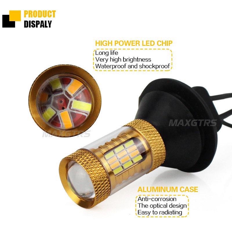 Bộ 2 bóng đèn LED MAXGTRS S25 P21W 1156 BA15S 96 SMD 3014 DRL dùng làm đèn xi nhan / đèn soi ban ngày