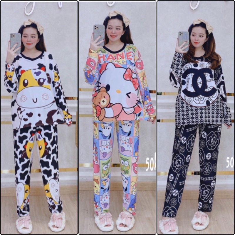 BIGSIZE 50 - 85kg (Bộ thun tay dài quần dài hình)