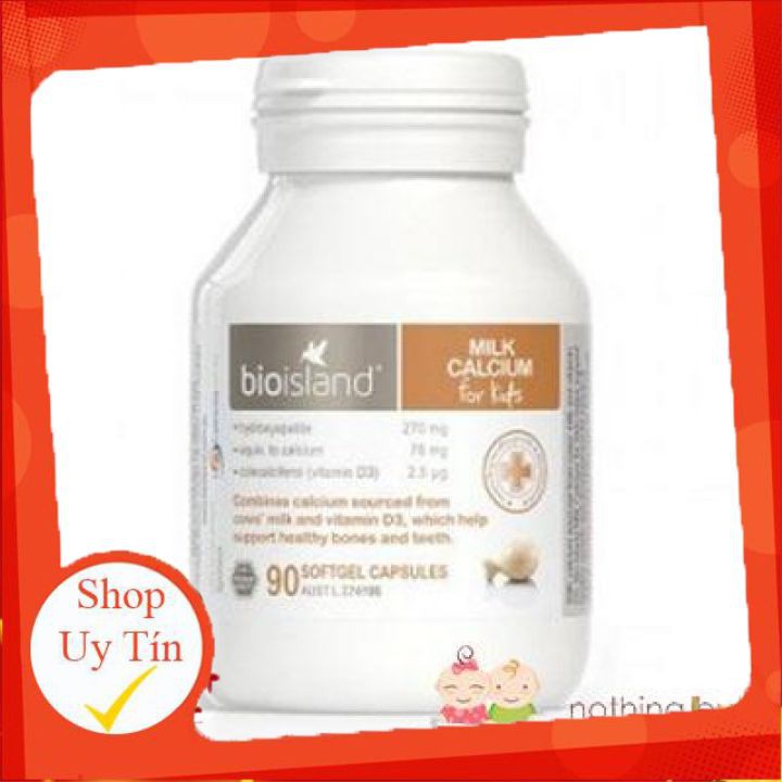 Canxi milk (canxi sữa) Bioisland cho bé 90 Viên