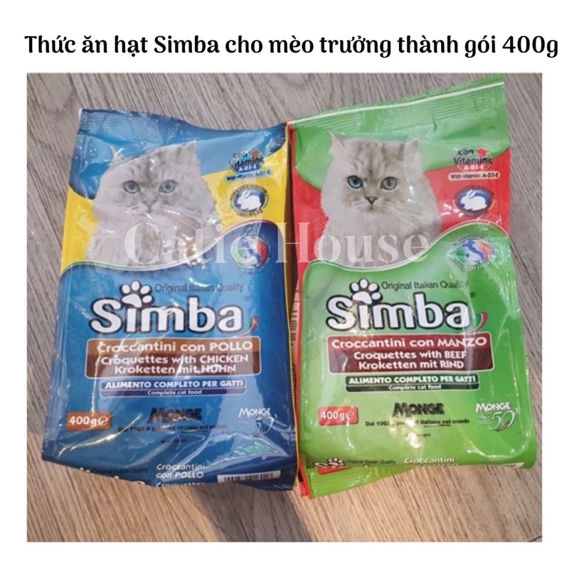 [Giao ngay HOẢ TỐC] Hạt Simba cho mèo trưởng thành nhập khẩu từ Ý gói 400g - Hạt Simba 400g - Hạt Simba cho mèo 400g