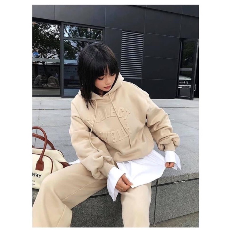 SNU25 - BỘ NỈ BÔNG NỮ CHUI KÈM MŨ CHỮ DẬP NỔI | BigBuy360 - bigbuy360.vn