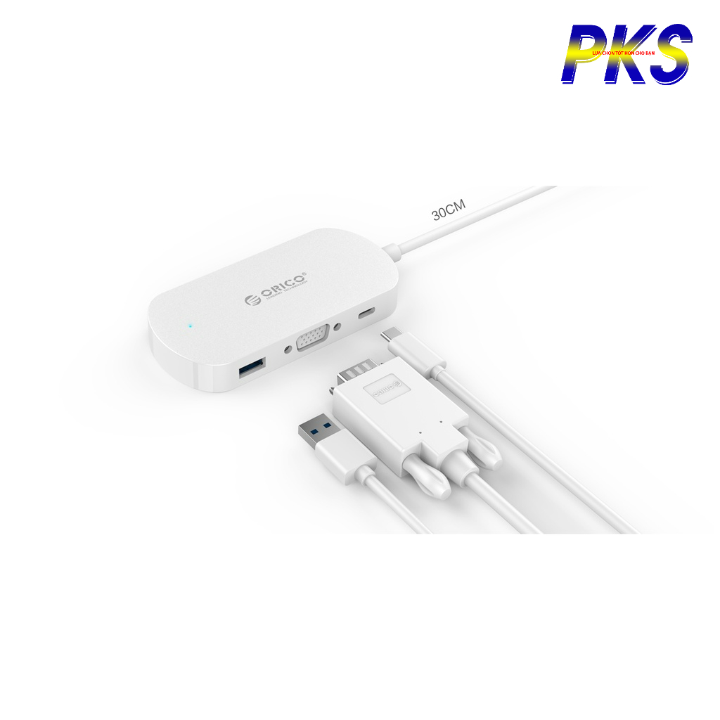 Cáp chuyển đổi đa năng Type-C to USB 3.0-A / Type-C / VGA Adapter ORICO TCV1 - Màu Trắng - Hàng chính hãng