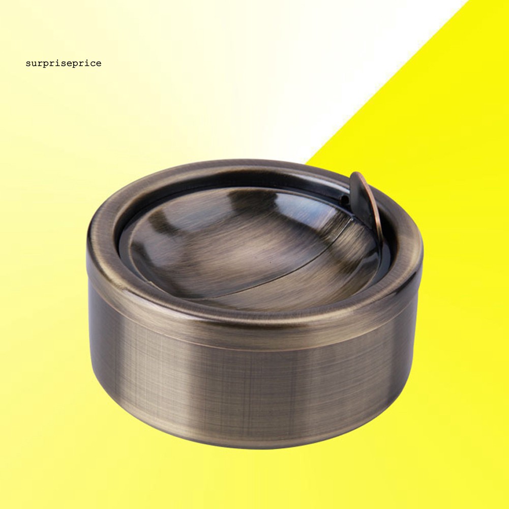 Gạt tàn thuốc lá bằng thép không gỉ hình tròn có nắp đậy tiện lợi